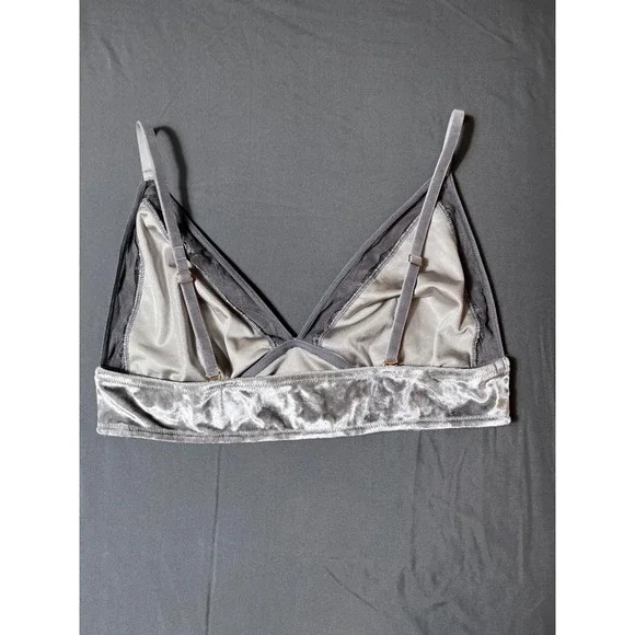 Soma XL Velvet Illusion Silver Velvet Lace Trim Bralette Soft Lingerie‎ - Picture 4 of 9